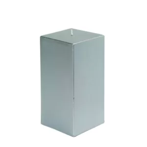 Zest Candle 3 in. x 6 in. Metallic Silver Square Pillar Candle Bulk (12-Box)
