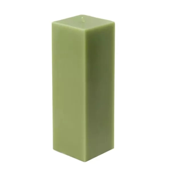 Zest Candle 3 in. x 9 in. Sage Green Square Pillar Candle Bulk (12-Box)